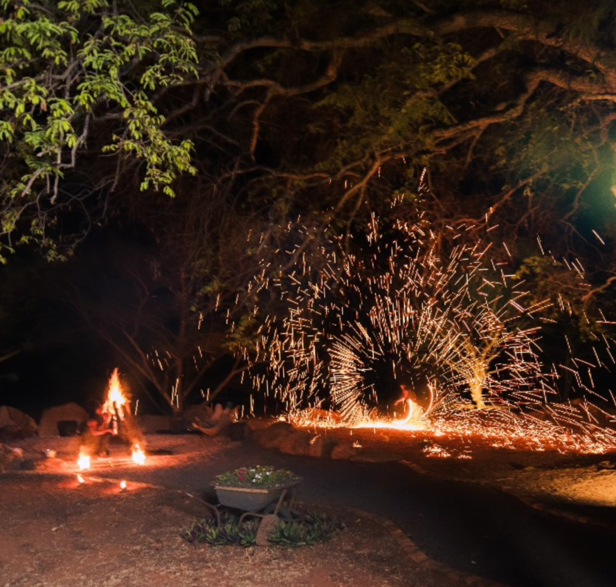 Outdoor fire performance at night
